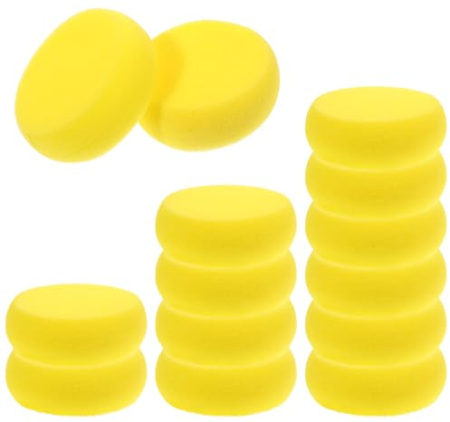12 Stück Malschwamm Runde Schwamm Schwämmchen Schule Synthetischer Kunst Schwämme Keramik Aquarell Schwamm für Handwerk Keramik Farbe Gesichtsbemalung, Gelb