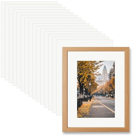 Keboyoe 16 Stück Passepartout Karton 40 x 30 cm Aussen 1mm Stark Weiße Passepartouts Innengröße 30x20 cm für Bilderrahmen Passpartu für Bilder Fotos und Kunstwerke