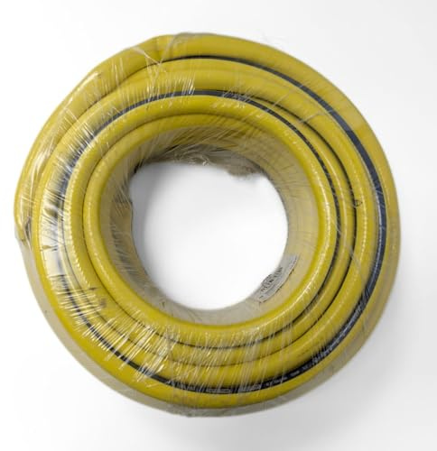 Manguera de Jardín Amarilla y Negra en PVC Resistente y Flexible – Disponible en 20m, 30m y 50m – Tubo de Riego Duradero de 1/2” para Uso Exterior y Doméstico (50 METROS)