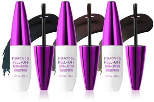 Lot de 3 flacons de gel pour sourcils - Imperméables - 3 x 10 g - Noir, gris, marron - 24 heures de forme des sourcils