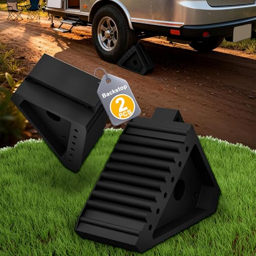 YRHome Dreieck Unterlegkeile Auto Mit Griff Wohnung Radkeile Gummi 20x10x15 cm,Radstopper Bremskeil Radvorleger als Set für Pkw, Kfz,Wohnmobil,Anhänger-Schwarz,2 pcs