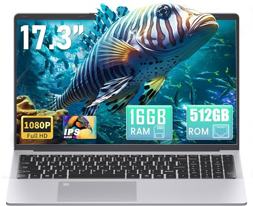 17,3 Zoll Laptop, 16GB RAM, 512GB SSD, 6500Y CPU bis zu 3,40 GHz über 3250C | FHD IPS Display, Fingerabdruck, Backlit-Tastatur, HDMI, WLAN, Business Notebook für Büro, Studium, Home, DE Tastaturfolie