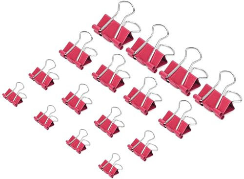 130 Pack Red Binder Clips Assorted Sizes, Large Medium Small Mini 4 Sizes Mix, Paper Clamps Metal Paper Clips Set for Office School Home Business Supplies