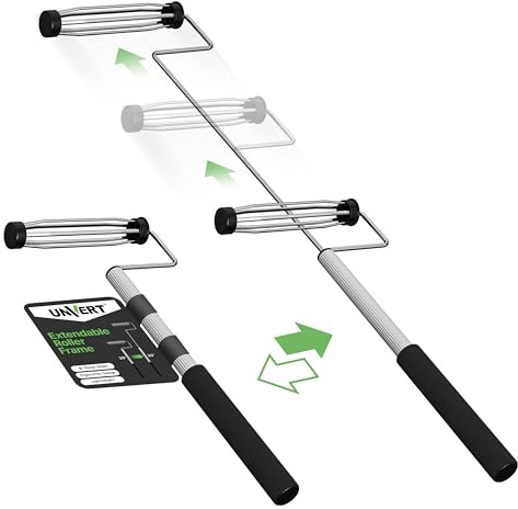 Unvert Extendable Paint Roller Frame – 9 Inch Adjustable Paint Roller Frame, 5-Wire Cage, 5/16” Shank, Soft Comfort Grip Handle, Extends 20.5”–33” for Walls, Ceilings, Floor, Home Painting Supplies.