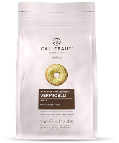 Callebaut Selection Weiße Schokoladen-Vermicelli-Streusel zum Dekorieren, 1 kg
