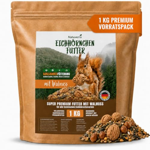 Natuverra Comida Para Ardillas Y Ardillas Siberianas, 1 Kg, Para Todo El Año, Con Nueces En Cáscara, Avellanas Y Semillas