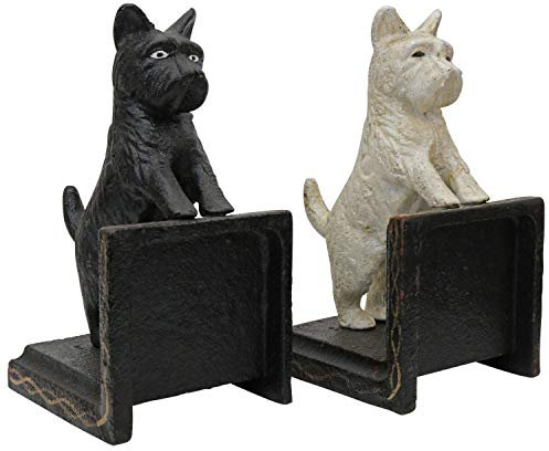 aubaho 2 Buchstützen Buchständer Spitz Schnauzer Terrier Hund Figur Eisen Antik-Stil