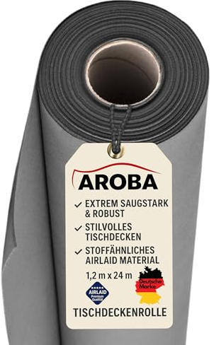 AROBA 2X Airlaid Papiertischdecken Rolle 1,2 x 24 m - Einweg Tischtuch - Stoffähnliche Premium Tischdekoration - Robust & Hoch saugfähig - Für Catering, Events, Hochzeit, Hotel & Party - Grau