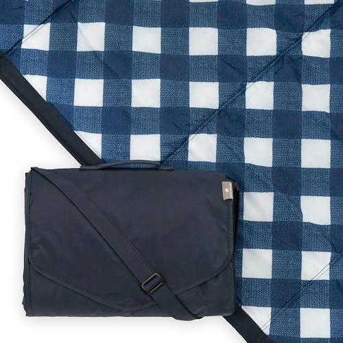 Little Unicorn - Premium waschbare Picknickdecke - Wasserabweisende Spieldecke mit isolierter, wasserdichter Unterseite, Stranddecke - 152 x 152 cm - verschiedene Groessen (Navy Plaid)