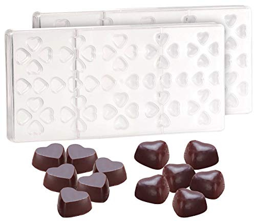 Rosenstein & Söhne Schokolade Herzform: 2er-Set 3D Schokoladen-Gussformen-Set Herzen (Schokoladenform, Polycarbonat Formen Schokolade, in)