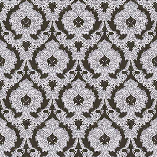 Barock-Tapete Ornament-Tapete Silber Schwarz Anthrazit Weiß Papiertapete Silber Schwarz Anthrazit Weiß | Tapeten Online-Shop