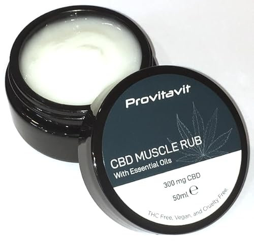 Provitavit CBD Muscle Rub - Joint and Muscle CBD Gel- with Essential Oils. 300 mg CBD per 50ml. Ease and Soothe Tired and Aching Joints and Muscles. No THC
