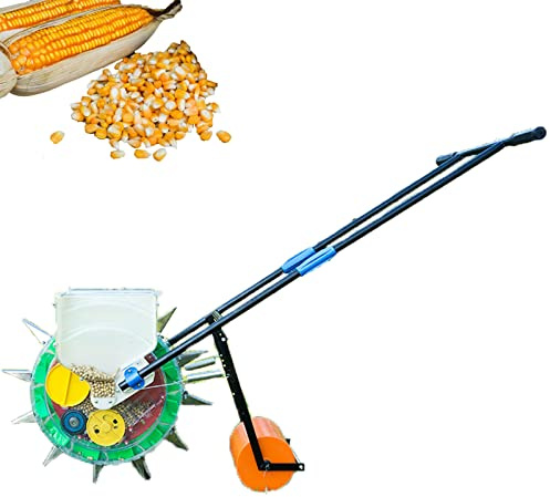 Garden Push Seeder Rustproof With 6 Seed Plates Broadcast Spreader Vegetable Metal Seeder for Beans Corn Peanut Cotton 2 in 1,10 mouth