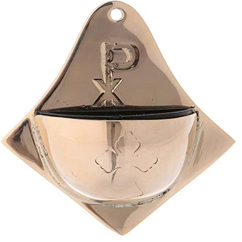 Holyart Acquasantiera Ottone Dorato 10 cm