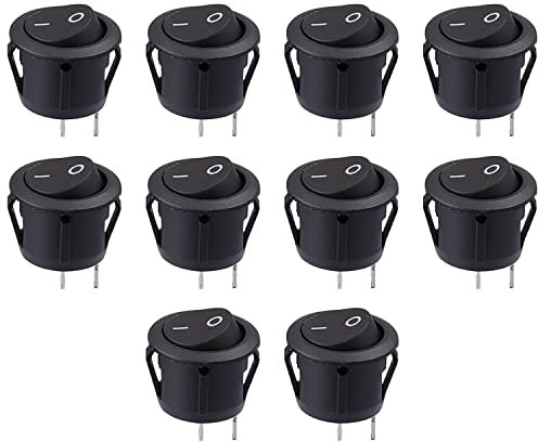 Kundorf 10pcs Kippschalter 12v rund einrastbare mit Selbsthemmung runde 2 polig Schalter Wippschalter 12V DC 20A Schalter Truck Trailer Auto KFZ Button für Abschleppwagen PKW Truck Jeep
