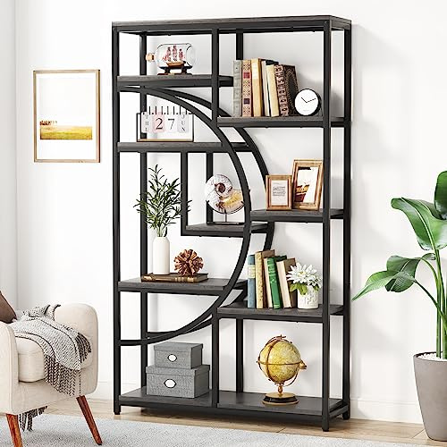 Tribesigns Bookshelf Industrial 5 Tier Etagere Bookcase, Freestanding Tall Bookshelves Display Shelf Storage Organizer with 9-Open Storage Shelf for Living Room, Bedroom