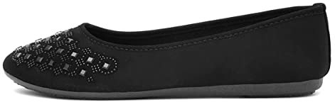 Lilley Womens Black Diamante Ballerina - Size 3 UK - Black
