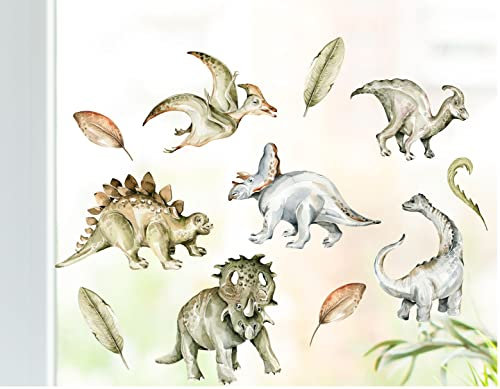 wolga-kreativ Fenstersticker Fensterdeko Fensterbilder Motiv Fensterfolie Glasdeko Selbstklebend Dinosaurier Flugdino Dinos wiederverwendbar Kinderzimmer Junge Jungenzimmer
