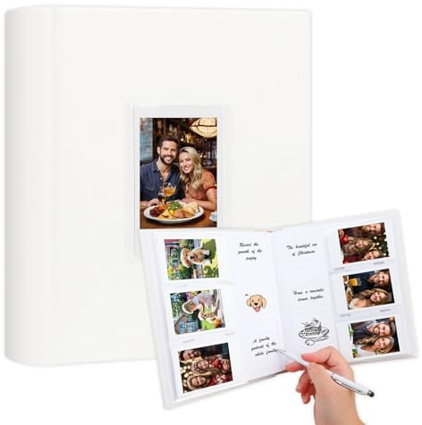 180 Pockets Photo Album for Fujifilm Instax Mini 12 11 9 8+ 8 7s 99 40 Evo Camera, Front Window, Photo Book with Writing Space for Polaroid 3 Inch Instant Film,K-pop Photocards (White)
