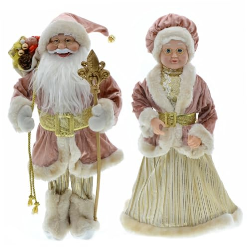 Figurines De Noël Du Père Noël - 2 Pièces 177 Pouces Réalistes M. Et Mme Claus - Mignon Ornement De Poupée Pour Décoration