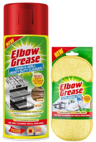 Elbow Grease Oven & Grill Cleaner Spray (1X 400 ML)- Powerful Oven & Grill Deep Cleaner - with Elbow Grease Scrubbing Pad
