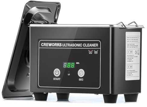 CREWORKS 0.8L Digital Ultrasonic Cleaning Machine with Timer Control, 35W Stainless Steel Ultrasonic Cleaner Machine, Professional Ultrasonic Parts Cleaner for Jewelry Retainer Makeup Sponge Glasses