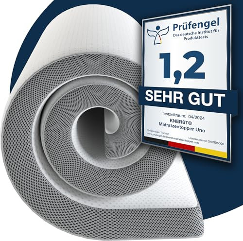 KNERST® Matratzentopper 100x200 cm - 7-Zonen-Komfort - Zwei Härtegrade - Atmungsaktiv & Waschbar - Visco Topper - Rutschfest