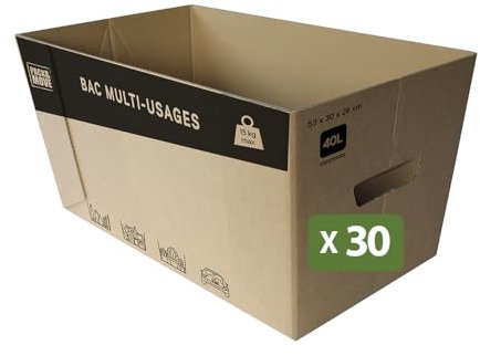 Pack and Move - Lot de 30 caisses en carton - 53 x 30 x 26 cm - Transport, déménagement, stockage