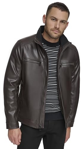 Calvin Klein Men's Everyday Essential Faux Leather Jacket, heirloom brown, L