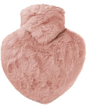 Hugo Frosch Herz-Wärmflasche 1,0l – Made in Germany – mit kuscheligem Flauschbezug Rosé – große, auslaufsichere & geruchsneutrale Bettflasche – langlebig & mit waschbarem Bezug