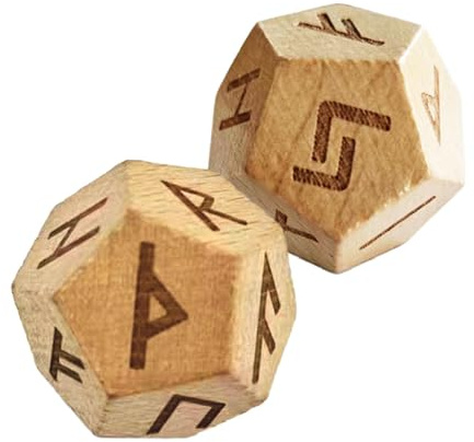 Set Di In Legno - Set Di Da Collezione Da 2 Pezzi, Dadi Runici Piccoli | Dadi Da Divinazione Futhark Elder Intagliati Multiuso, Vichinghe Per Viaggi, Intrattenimento, Meditazione, (1,34