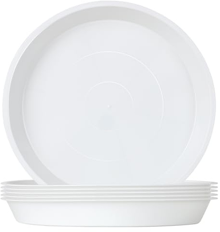 Muzhira 6pcs Platillos para Plantas, Bandejas de Goteo para Macetas para Plantas de Interior/Exterior, Platillos para Jardín - 30cm / Blanco