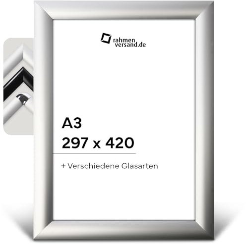 PANORAHMA BILDERRAHMEN Klapprahmen Silber - Arcylglas A3 29,7x42 / Klapprahmen DIN Maße zum Aufhängen / Klapprahmen Modern/eckig