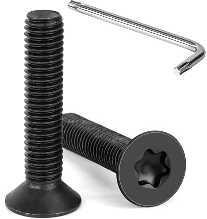 Tunejoy Vis à Tête Fraisée Torx M8 x 40 mm Noir Vis à Six Pans Creux en Acier Inoxydable A2 V2A à Tête Fraisée Métaux avec Clé T40 Filetage Complet 20 Pièces
