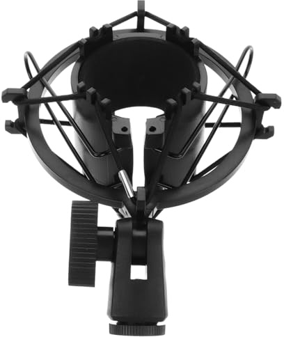 GOOHOCHY Condenser Microphone Shock Mount Holder with Stable Support and Metal Construction for Music Recording and Live Streaming, Black Microphone Clip Stand Minimizing Unwanted