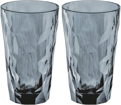 Koziol Set di 2 bicchieri Super Glass Club No. 6, colore: grigio trasparente