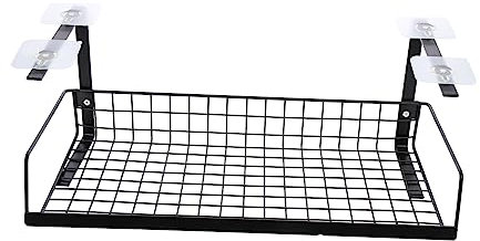 HOMSFOU Cable Management Rack Fade Resistant Features Iron Black Desk Cable Organizer for Compact Design and Office and Home Use