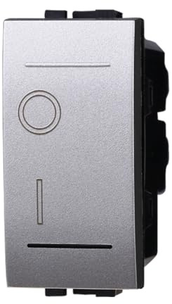ixtrima Interruptor bipolar 0-1 16 A color gris compatible con Bticino Living International/Light 1 unidad