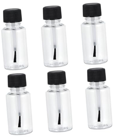 EPIGEIST 6St Nagellacksflaskor med Borste Genomskinliga Flaskor för Ompackning Nagellack och Vätskor för DIY Nagelkonst och Resor