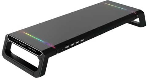 Computer Monitors Stand Risers with USB Hubs LED Light Foldable Computer Stand with Storage Drawer and Phone Holder