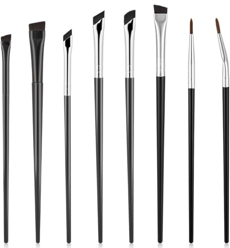 8 Stück Eyeliner Pinsel Set Professioneller Augenbrauenpinsel Feiner Lidschatten Make Up Pinsel Set Abgewinkelt Eyelinerpinsel Abgewinkelt Brauepinsel Augen-Make-up-Werkzeug für Kosmeti Anfänger