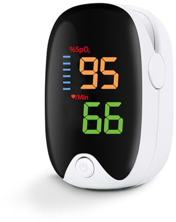 Finger Pulse Oximeter, Oxygen Monitor Finger Adults & Kids, 5-Second Quick Test, High Definition Backlit Color LED Display, Blood Oxygen Saturation Monitor & Heart Rate Monitor (White)