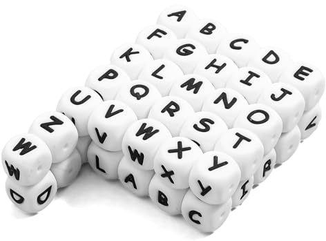 Classicseali 52 Stück Buchstabenperlen für Armbänder, 12mm Letter Beads | Silikon Perlen Buchstaben, Pony Perlen Buchstaben für Heimwerker,Basteln,Armbänder,Schlüsselbänder,Schmuckherstellung