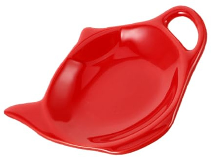 SMASOLO Porte Sachet de Thé Céramique Rouge Forme Théière Support et Facile à Nettoyer Repose Sachet Pratique pour Tasse Assiette Miniature pour Cuisine et