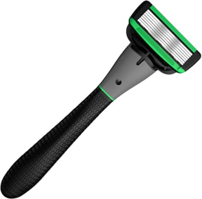 Sicherheitsrasierer mit 7-schicht Klinge, Gummigriff, Ersatzklingen | Gesichts und Körperhaare, Edelstahlklinge, Schwarzes Design, Grün, Manuelle Nutzung