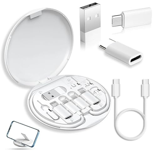 6-in-1 Magnetic Travel Tech Kit USB-C to 8-Pin Micro USB USB-A Adapters SIM Ejector Phone Stand Charging Organiser iPhone 15 14 13 12 11 Android Tablet Laptop