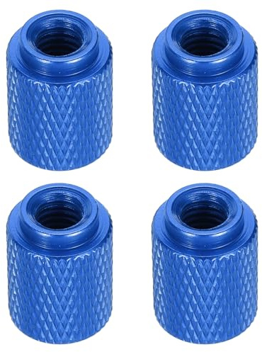 sourcing map 4pcs Knurled Thumb Nut, M6 12mm OD 16mm Height 6061 Anodized Aluminium Alloy Hand Screw Nut, Metal Chassis Screw for Machinery, DIY Assembly, Electronics, Gem Blue