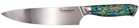 AMONT Cuchillo de Cocina Tramuntana Chef, Acero Damasco VG10 67 Capas, Hoja 20,6 cm, Mango de Abulón
