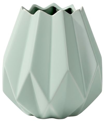Pastel Tischvase Vase Blumentopf Origami Design Keramik (14 cm Hoch - Blau-Grün)