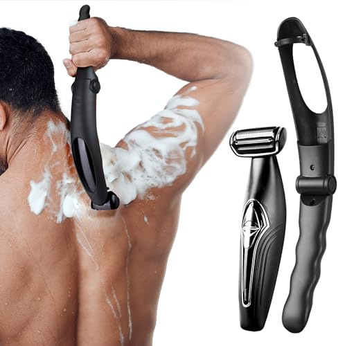 kurtmark Rasoir électrique multifonction pour le dos avec poignée amovible, tondeuse pour homme avec fixation au dos pour une utilisation humide et sèche